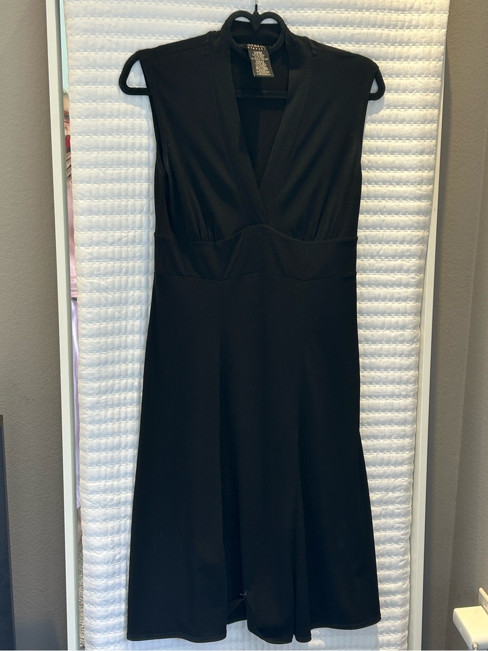 George Black Stretch Sleeveless V-Neck Midi Dress